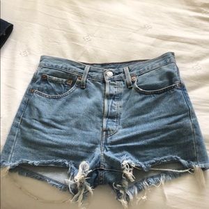 Levi denim 501 high waisted shorts